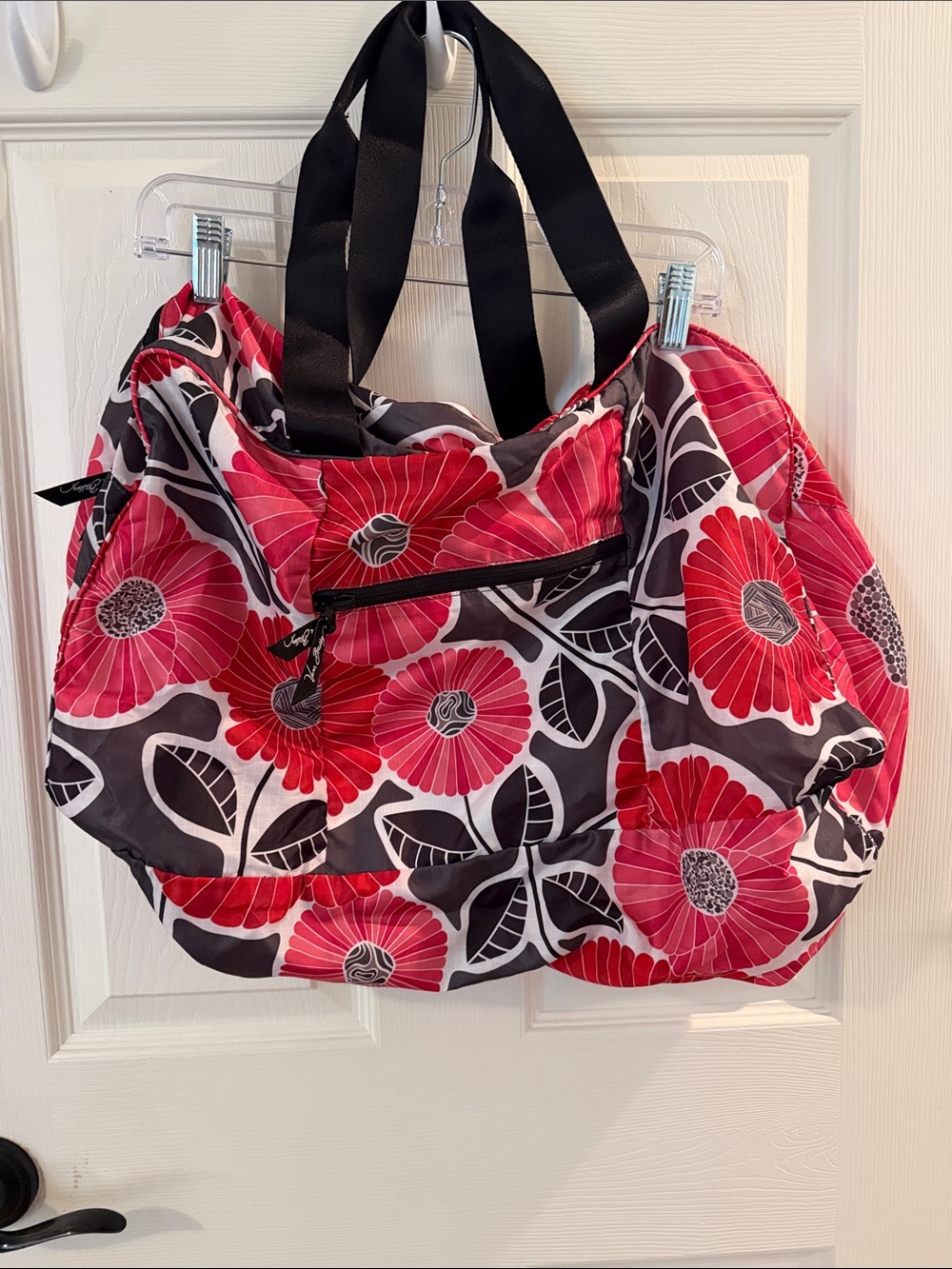 Vera Bradley Red Floral Nylon Tote with Black Handles